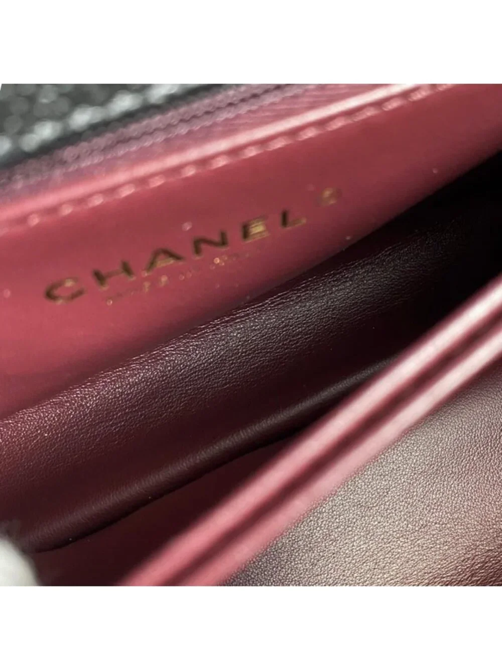 Chanel Shoulder Bag Top Handle Flap Coco XS Quilted Caviar Leather CC Logo Gold